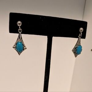 Elegant Silver and Faux Turquoise Earrings